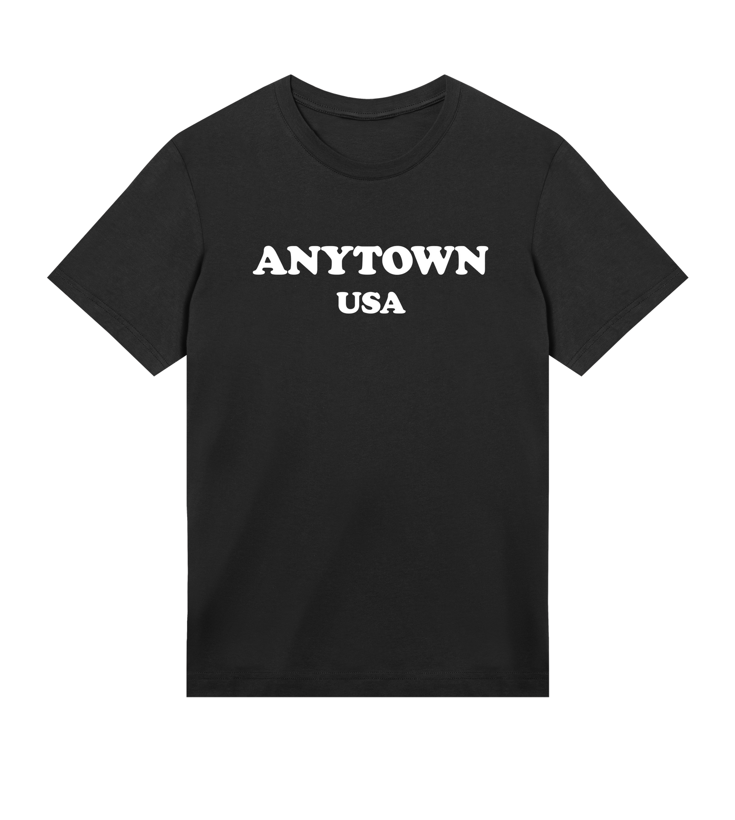 "Anytown USA" (mens regular, white print)