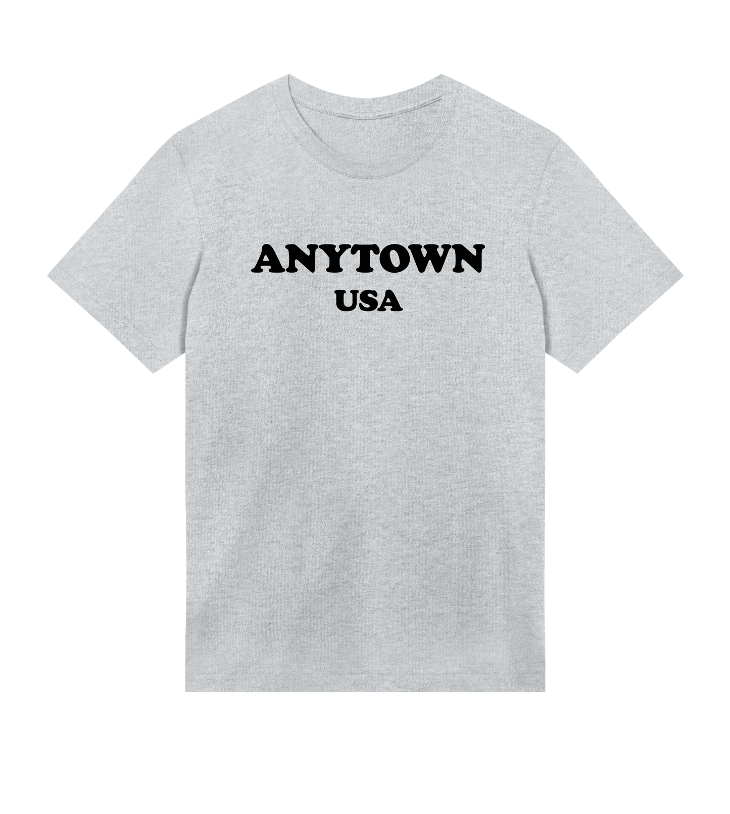 "Anytown USA" (mens regular, black on grey)