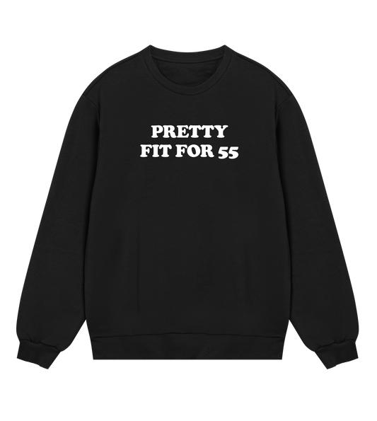 "Pretty fit for 55" (mens regular, white print)