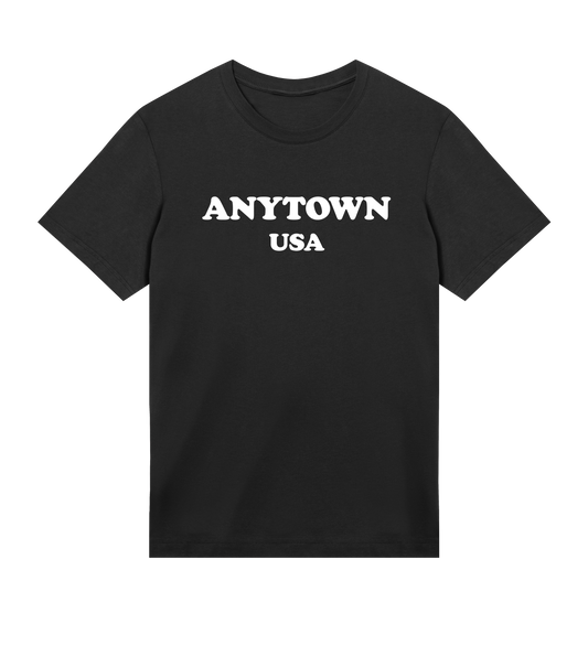 "Anytown USA" (mens regular, white print)
