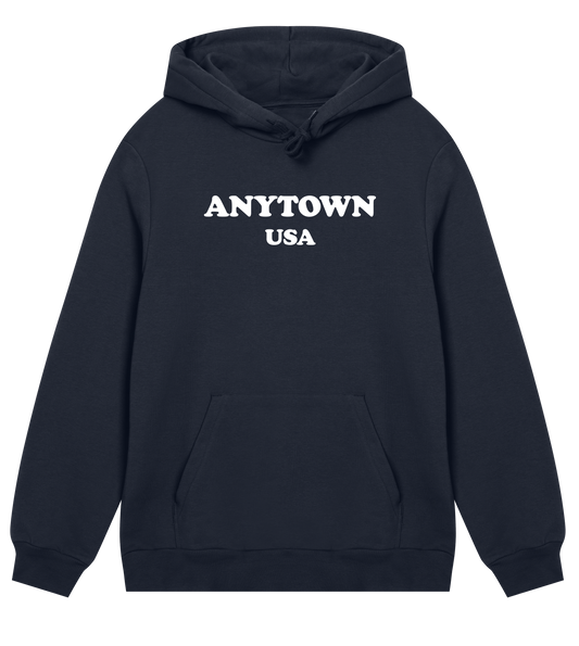 Anytown USA (mens regular hoodie, white print)