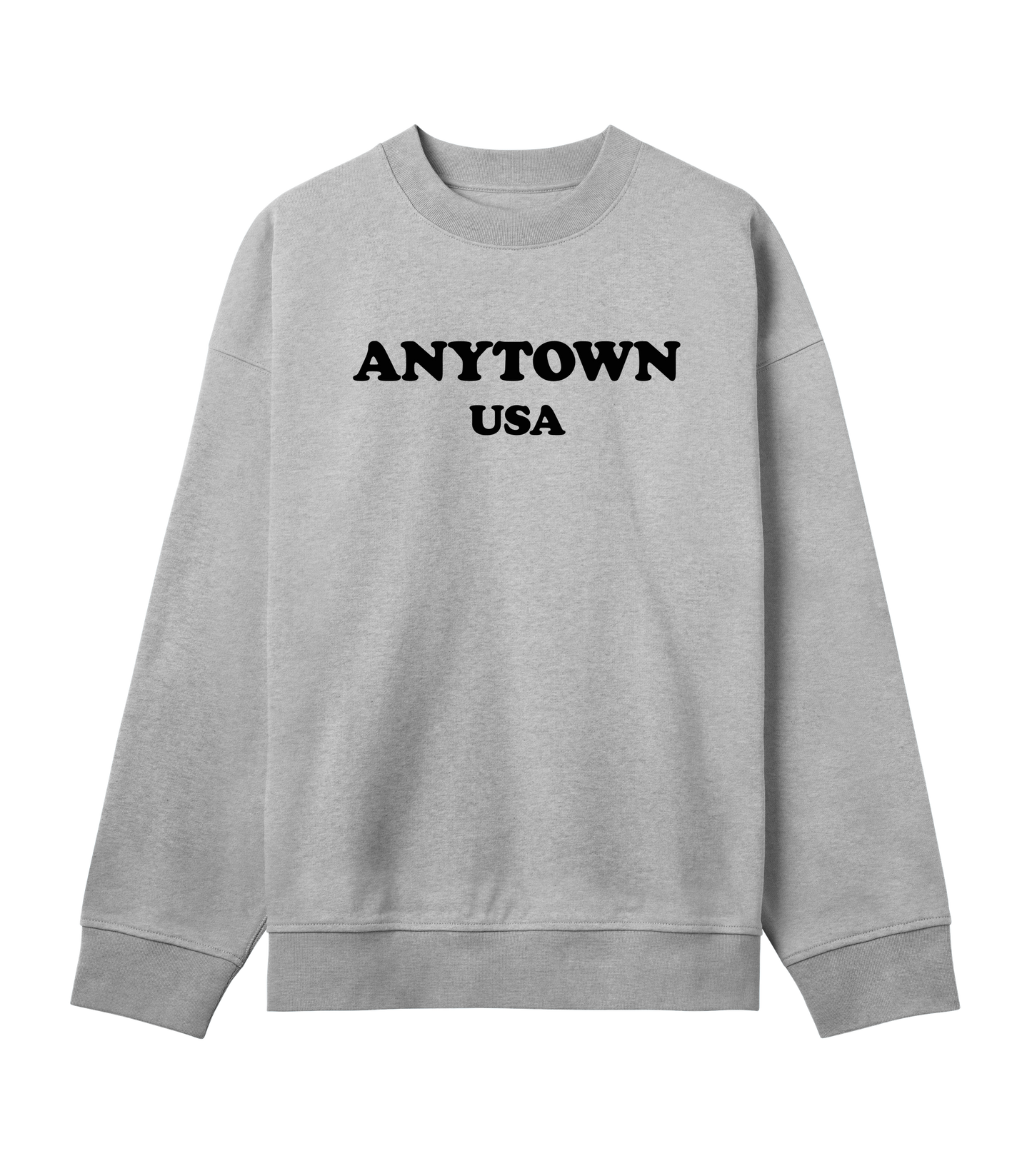 Anytown USA (mens boxy sweatshirt, black print)