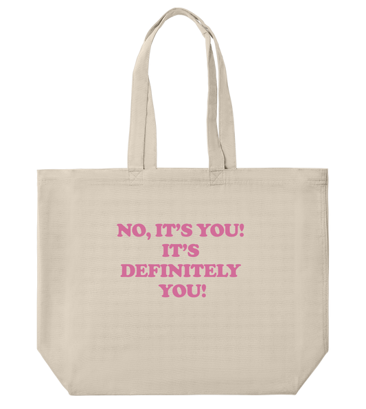 It's definitely you large tote (pink on white)