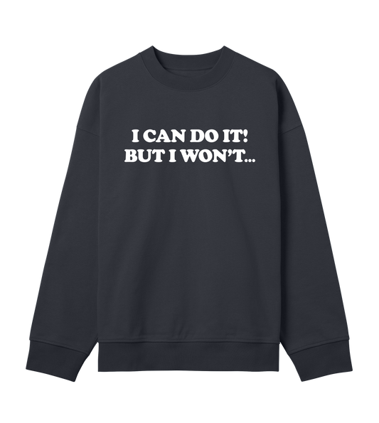 I can do it (mens boxy, white print)